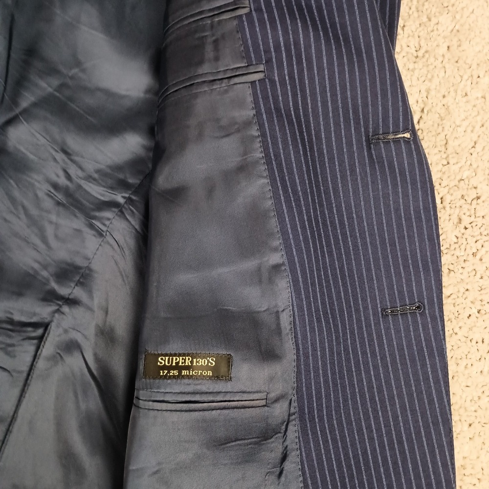 CORNELIANI Mantua Suit Super 130's 42R 36W Virgin Wool Navy Blue Pinstripe - Picture 6 of 16